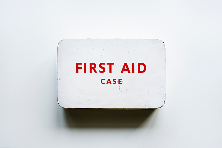 First aid case on a white background