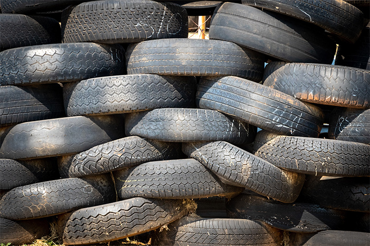 A pile of tyres