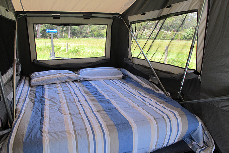 Camper trailer queen size bed