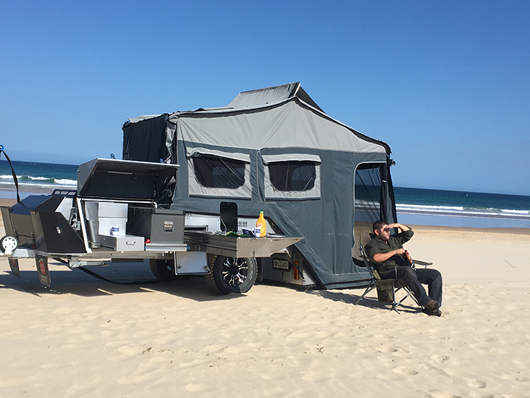 Camper set near the beach