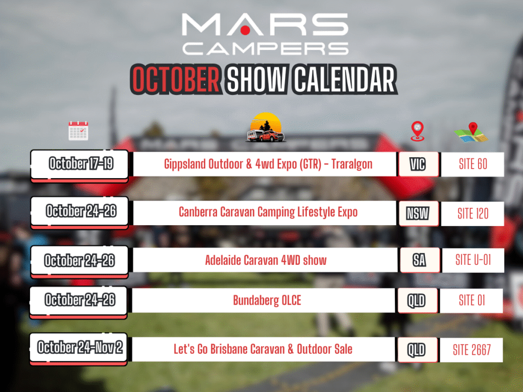 MARS SHOW CALENDAR OCTOBER